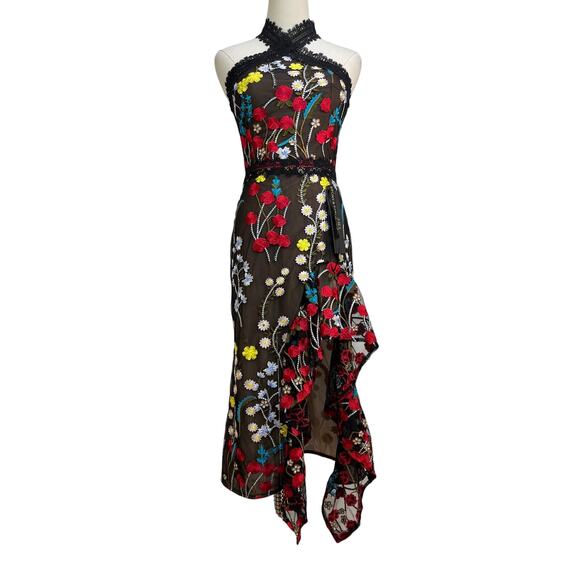 Bronx And Banco Ivana Side Ruffle Embroidered Dress - Picture 1 of 13